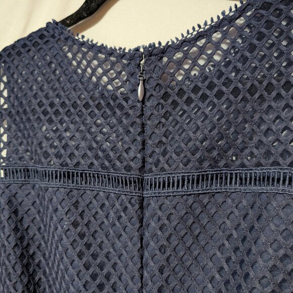 New York & Company Navy Blue Lace Mesh Sheath Midi Cocktail Dress Women's‎ 14 - Picture 6 of 7